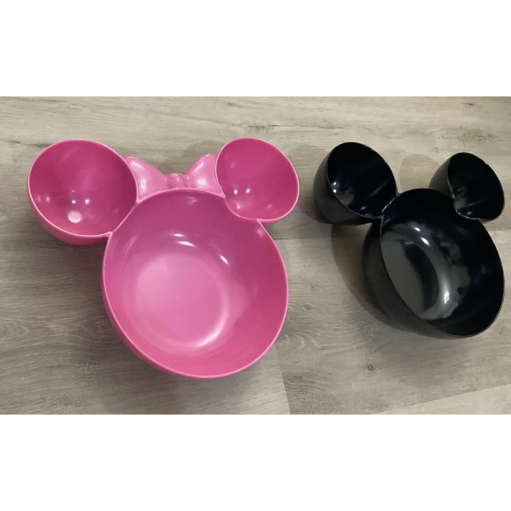 Disney Mickey and Minnie Mouse Melamine Snack Bowls Set of 2 Pink Black Zak